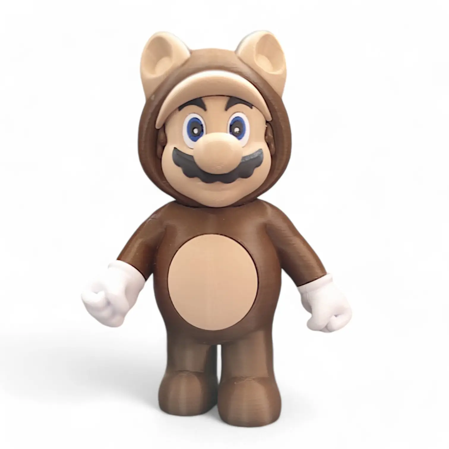 Boneco Mario Fantasiado de Raposa em impressão 3D, 15 cm de altura